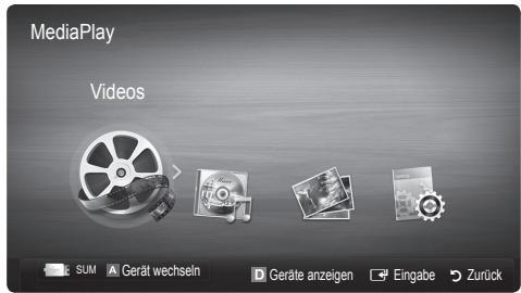 MediaPlay Videos SUM Gerät wechseln Geräte anzeigen Eingabe Zurück