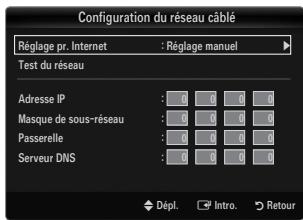SAMSUNG UN40B6000 - Configuration du réseau câblé-Réglage manuel - 1