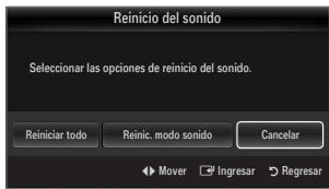 SAMSUNG UN40B6000 - ☐ Reinicio del sonido → Reiniciar todo / Reinic. modo sonido / Cancelar - 1