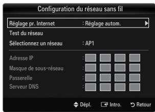 SAMSUNG UN40B6000 - Configuration du réseau sans fil-Réglage manuel - 1