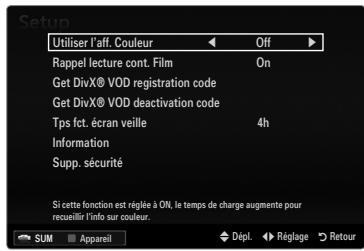 SAMSUNG UN40B6000 - Options du menu Lecture de film - 3