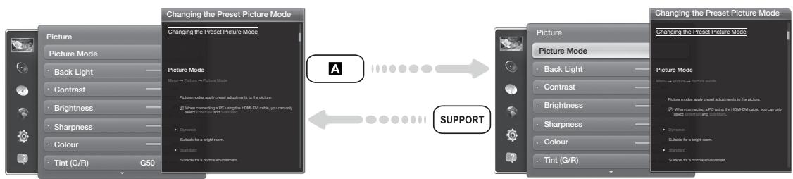 SAMSUNG UE-46ES8000 - How to toggle between an e-Manual topic and the corresponding OSD menu(s). - 1