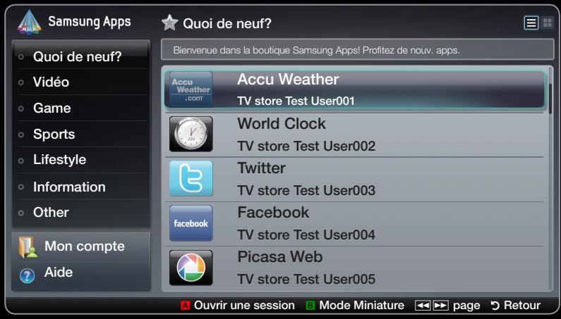 SAMSUNG UN40D6300 - Utilisation des touches de couleur avec la Samsung Apps. - 1