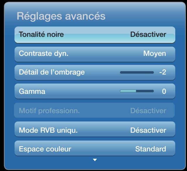 SAMSUNG UN55D6900 - Réglages avancés - 3