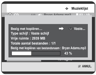 Bezig met kopieren... Type schijf : Vaste schijf Vrije ruimte : 2939 MB Totale aantal bestanden : 1/1 Bezig met kopieren van bestandsnaam : Bryan Adams.mp3 43 %