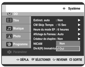 SAMSUNG DVD-HR720P - Configuration des options NICAM - 3