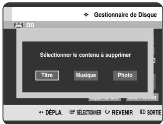 SAMSUNG DVD-HR720P - Appuyez sur les boutons ◀▶ pour sélectionner Supprimer tout, puis appuyez sur le bouton OK. - 1