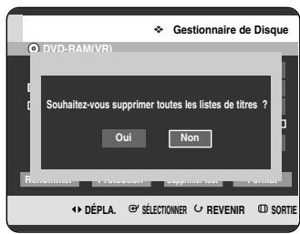 SAMSUNG DVD-HR720P - Appuyez sur les boutons ◀▶ pour sélectionner Supprimer tout, puis appuyez sur le bouton OK. - 1