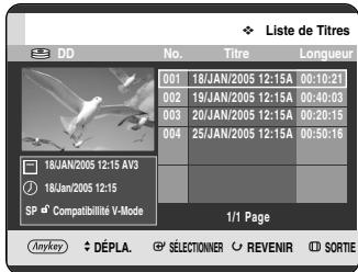 SAMSUNG DVD-HR720P - Appuyez sur le bouton TITLE LIST, appareil en mode Stop ou Lecture. - 1