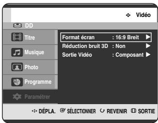 SAMSUNG DVD-HR720P - Configuration des options d'affichage vidéo - 2
