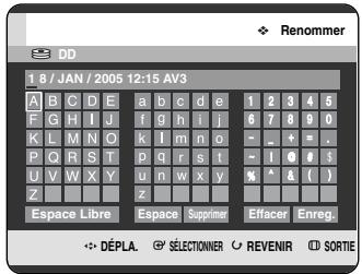 SAMSUNG DVD-HR720P - Appuyez sur les boutons ▲▼ pour sélectionner Renommer, puis appuyez sur le bouton OK ou ▶. L'écran Renommer s'affiche. - 1