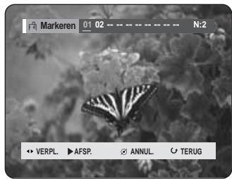 Markeren 01 02 N:2 VERPL. AFSP. ANNUL. TERUG