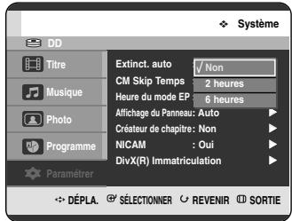 SAMSUNG DVD-HR720P - Réglage de la mise hors tension automatique - 3