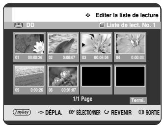 SAMSUNG DVD-HR720P - Appuyez sur les boutons ▲▼ pour sélectionner Editer la liste de lecture, puis appuyez sur le bouton OK ou ▶. L'écran Editer la scène s'affiche. - 1