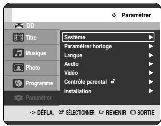 SAMSUNG DVD-HR720P - Configuration des options de langue - 1