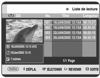 SAMSUNG DVD-HR720P - Appuyez sur le bouton PLAY LIST, appareil en mode Stop ou Lecture. - 1
