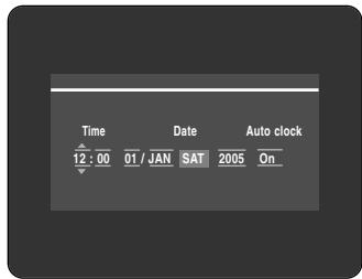 Time 12 : 00 01 / JAN Date SAT 2005 Auto clock On