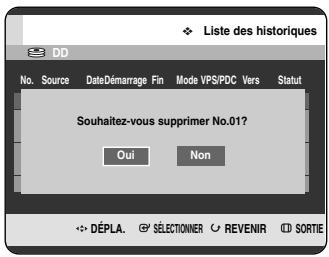 SAMSUNG DVD-HR720P - 5-1 Appuyez sur les boutons ▲▼ pour sélectionner le numéro de la liste des historiques que vous souhaitez supprimer, puis appuyez sur le bouton ANYKEY. - 2