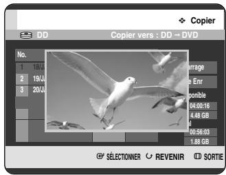 SAMSUNG DVD-HR720P - Appuyez sur le bouton ANYKEY. Appuyez sur les boutons ▲▼ pour sélectionner Aperçu, puis appuyez sur le bouton OK ou ▶. Vous pouvez prévisualisez le titre sélectionné dans la fenêtre d'affichage située au milieu de l'écran. - 1