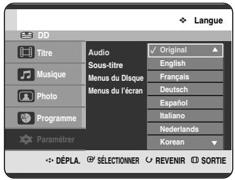 SAMSUNG DVD-HR720P - Configuration des options de langue - 3