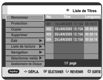 SAMSUNG DVD-HR720P - A l'aide des boutons ▲▼, sélectionnez le titre de votre choix dans la liste puis appuyez sur le bouton ANYKEY. - 1