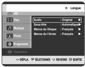 SAMSUNG DVD-HR720P - Configuration des options de langue - 2