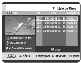 SAMSUNG DVD-HR720P - Appuyez sur le bouton TITLE LIST, appareil en mode Stop ou Lecture. - 1