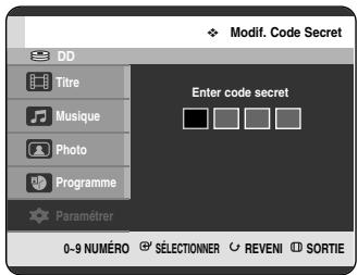 SAMSUNG DVD-HR720P - A propos du changement du code secret - 2