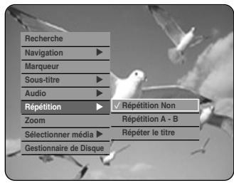 SAMSUNG DVD-HR720P - Appuyez sur les boutons ▲▼ pour sélectionner Répétition, puis appuyez sur OK ou ▶. - 1