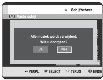 Vaste schijf Alle muziek wordt verwijderd. Wilt u doorgaan? Ja Nee VERPL SELECT TERUG EINDE