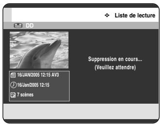 SAMSUNG DVD-HR720P - Appuyez sur les boutons ▲▼ pour sélectionner Supprimer, puis appuyez sur le bouton OK ou ▶. - 2