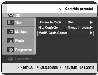 SAMSUNG DVD-HR720P - A propos du changement du code secret - 1