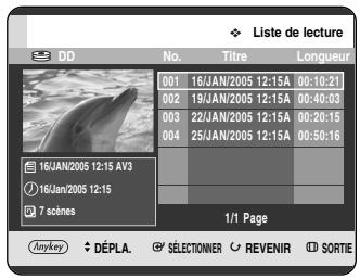 SAMSUNG DVD-HR720P - Utilisation du bouton PLAY LIST - 1