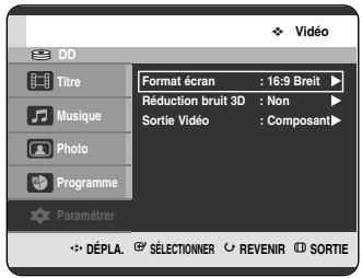 SAMSUNG DVD-HR720P - Configuration des options de sortie vidéo - 2