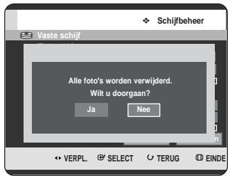 Vaste schijf Alle foto's worden verwijderd. Wilt u doorgaan? Ja Nee VERPL SELECT TERUG EINDE