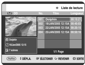 SAMSUNG DVD-HR720P - Appuyez sur les boutons ▲▼ ◀▶ pour sélectionner Enreg., puis appuyez sur le bouton OK. Le titre changé s'affiche dans le champ du titre de l'entrée de la liste de lecture sélectionnée. - 1