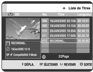 SAMSUNG DVD-HR720P - Appuyez sur le bouton TITLE LIST, appareil en mode enregistrement. - 1