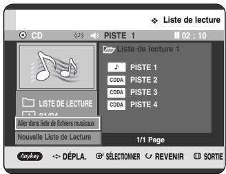 SAMSUNG DVD-HR720P - Aller dans liste de fichiers musicaux - 1