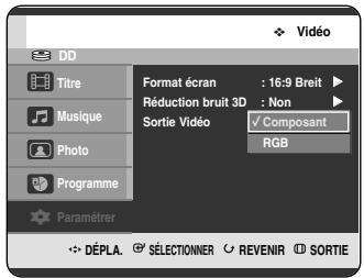 SAMSUNG DVD-HR720P - Configuration des options de sortie vidéo - 3