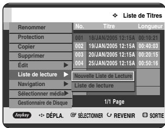 SAMSUNG DVD-HR720P - Appuyez sur le bouton ANYKEY. Appuyez sur les boutons ▲▼ pour sélectionner Liste de lecture, puis appuyez sur le bouton OK ou ▶. - 1