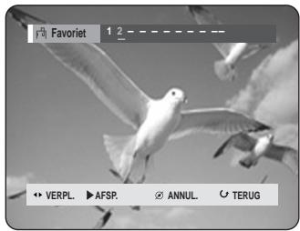 Favoriet 1 2 VERPL. AFSP. ANNUL. TERUG