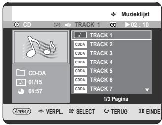 Muzieklijst CD CD-DA 01/15 04:57 TRACK 1 C00A TRACK 2 C00A TRACK 3 C00A TRACK 4 C00A TRACK 5 C00A TRACK 6 C00A TRACK 7 1/3 Pagina Anykey VERPL SELECT TERUG EINDE