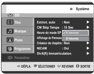 SAMSUNG DVD-HR725 - Réglage de l'heure du mode EP - 3