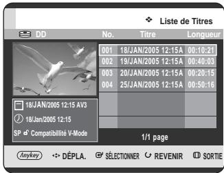 SAMSUNG DVD-HR725 - Appuyez sur le bouton TITLE LIST, appareil en mode stop ou lecture. - 1
