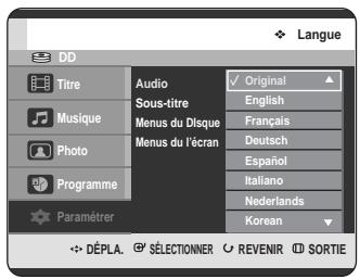 SAMSUNG DVD-HR725 - Configuration des options de langue - 3