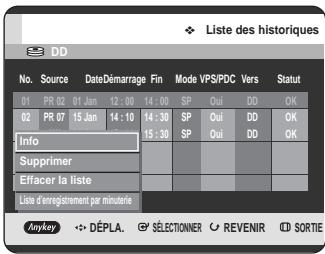 SAMSUNG DVD-HR725 - Effacer la liste des historiques - 1