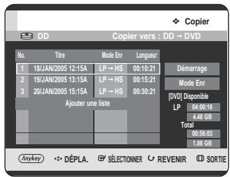 SAMSUNG DVD-HR725 - Suppression d'un titre non souhaité dans la liste de copie - 1