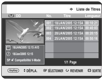 SAMSUNG DVD-HR725 - Appuyez sur le bouton TITLE LIST, appareil en mode stop ou lecture. - 1