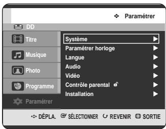 SAMSUNG DVD-HR725 - Configuration des options de l'affichage du panneau - 1