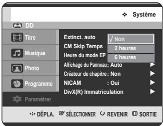 SAMSUNG DVD-HR725 - Réglage de la mise hors tension automatique - 3